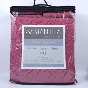 Avondale Manor Samantha Collection 3 Piece Bedspread Coverlet Full Set "Rose"